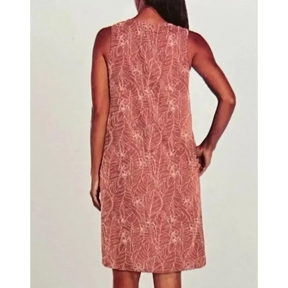 Orvis Linen Knee Length XL Pink Tropical Summer Sleeveless X Large Pockets NEW - Picture 5 of 10